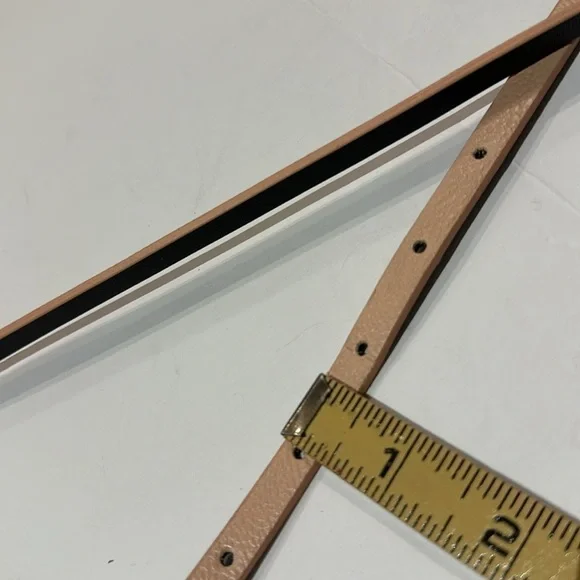 Tan/nude ultra skinny 3/8” belt with silver toned buckle 29-33” - Picture 3 of 8